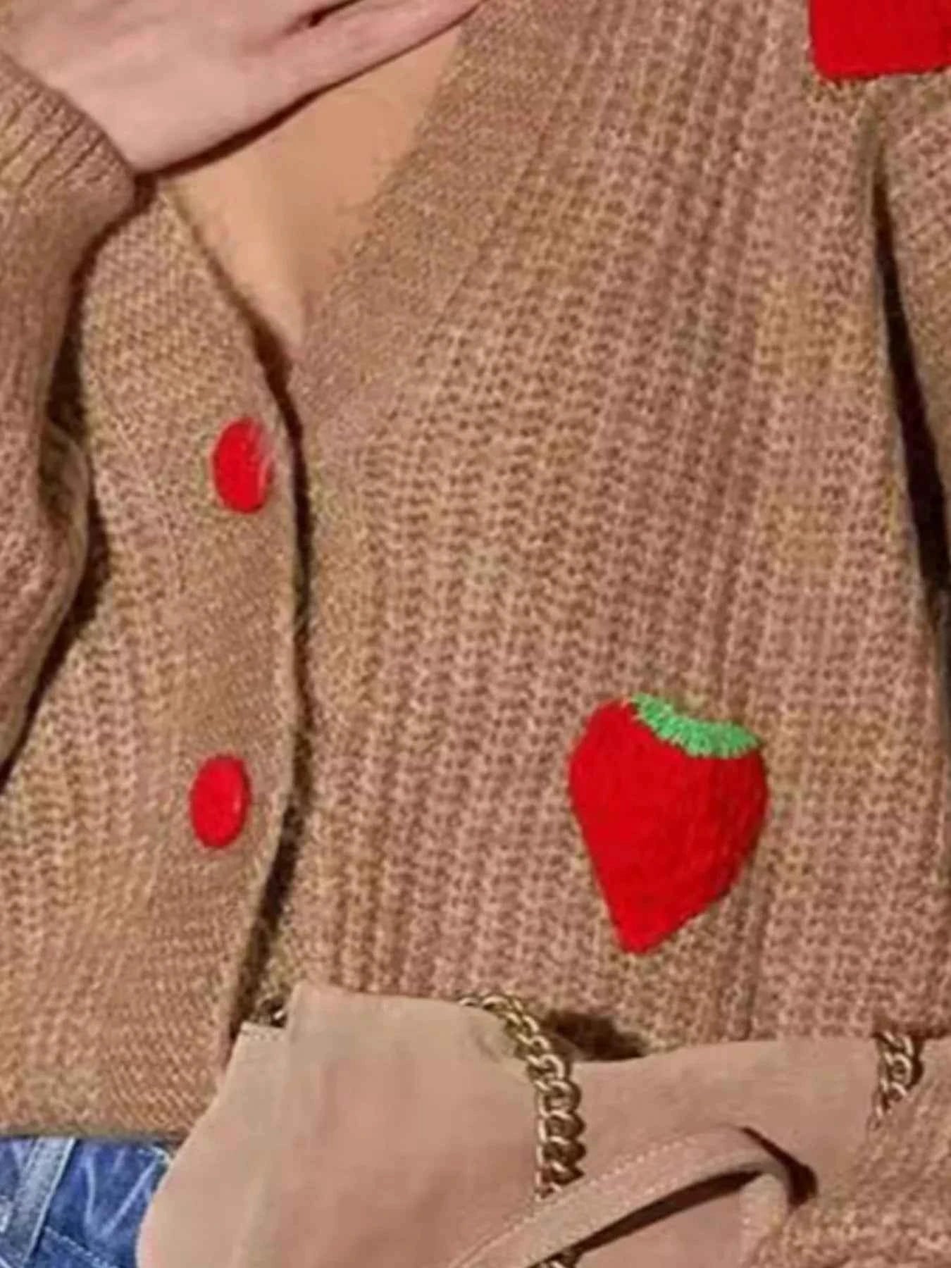 Strawberry Button Down Cardigan