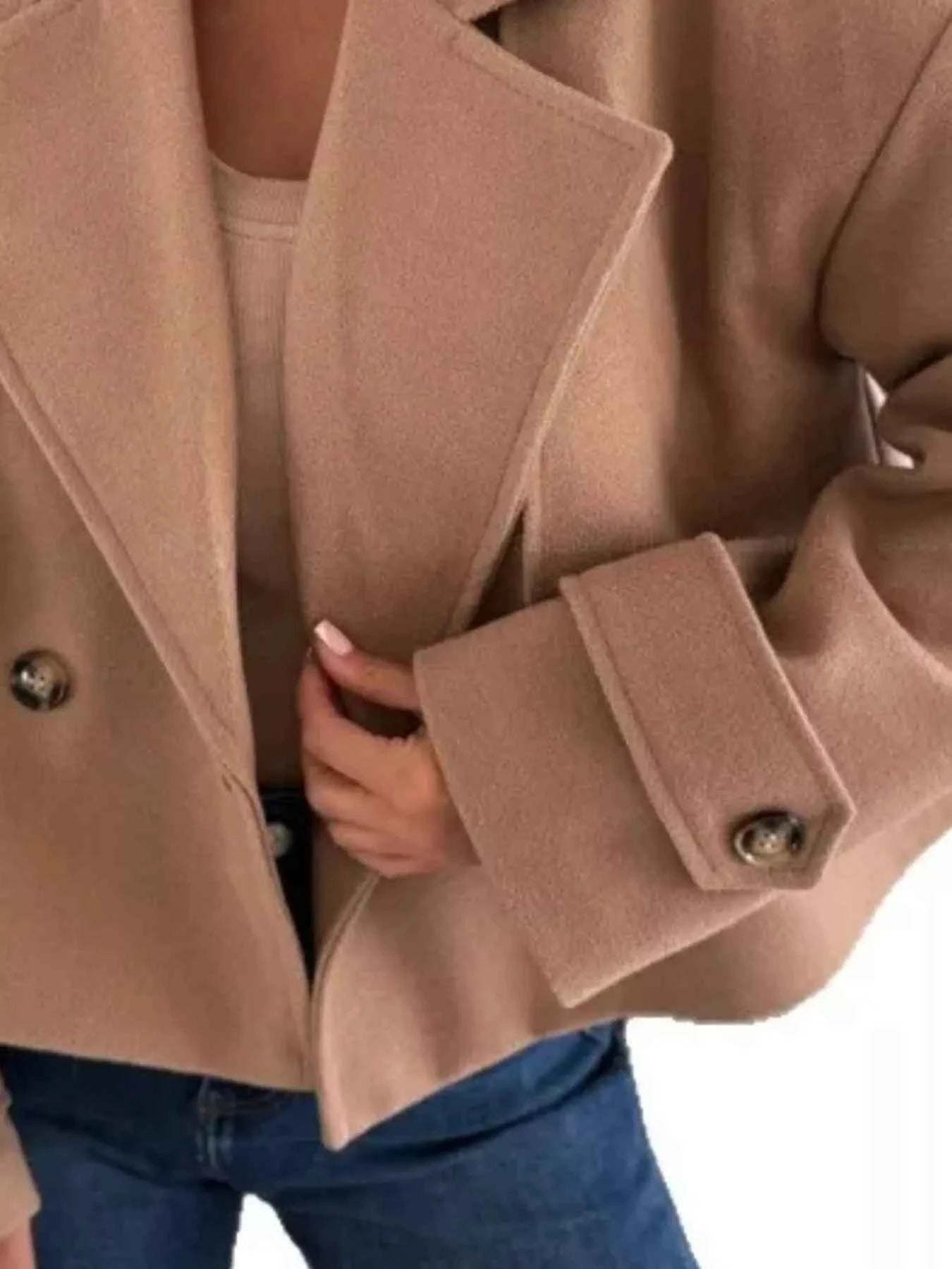 Lapel Collar Dropped Shoulder Jacket