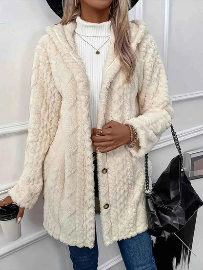 Faux Fur Teddy Coat with Button Front