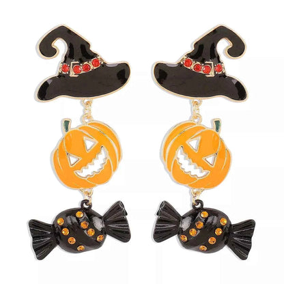 Halloween 18K Gold-Plated Alloy Pumpkin Earrings