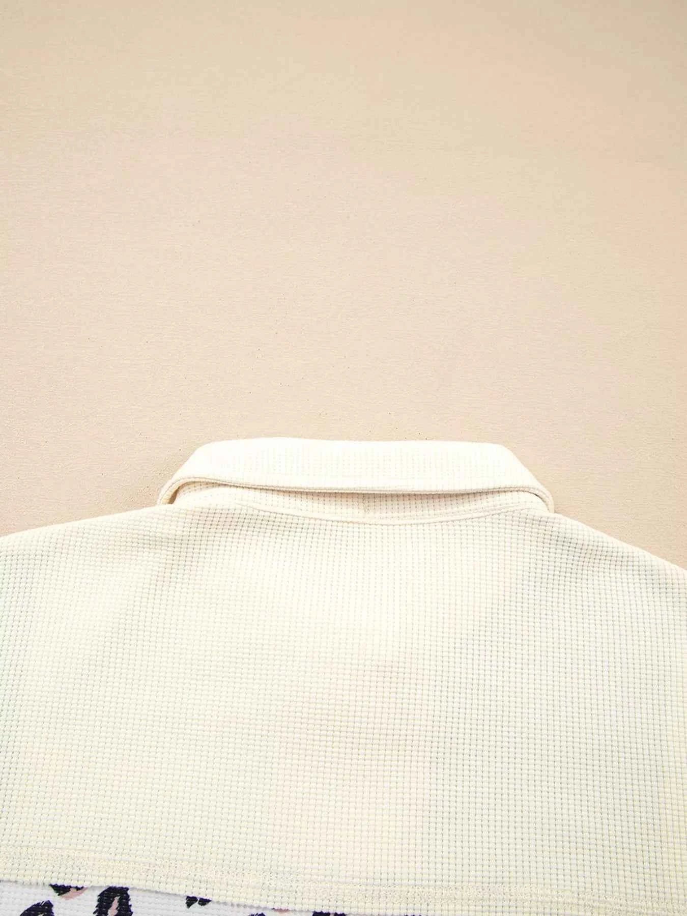 Leopard Waffle Quilted Patchwork Button Front Jacket