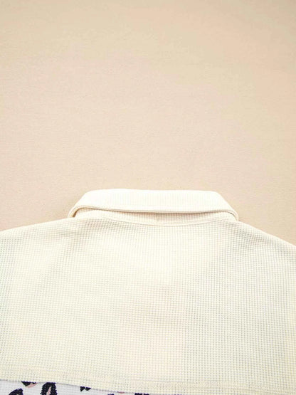 Leopard Waffle Quilted Patchwork Button Front Jacket