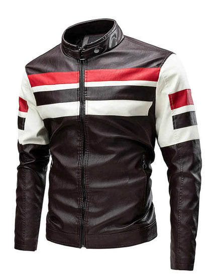 Men's Plus Size Contrast Zip Up Long Sleeve Jacket