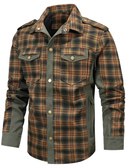 Men's Full Size Button Up Long Sleeve Plaid Shirt Plus Size