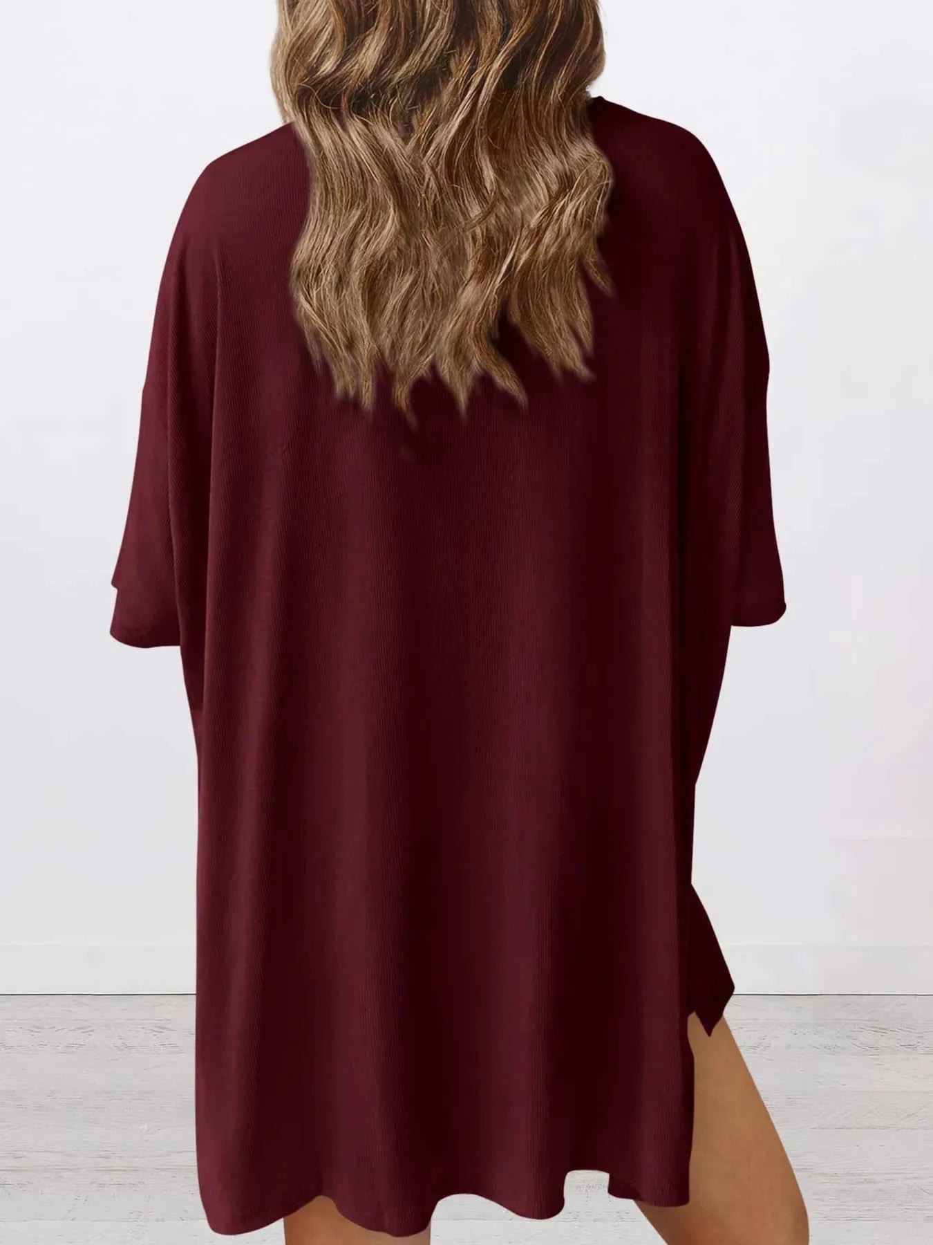 Full Size Oversized Round Neck Top and Shorts Set Plus Size