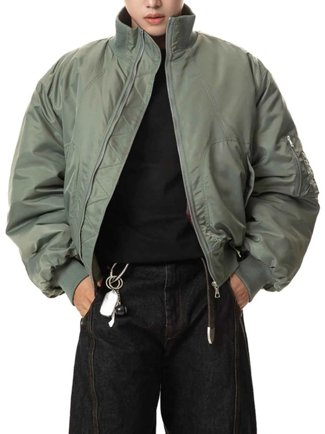 Men's Zip Up Long Sleeve Bomber Jacket