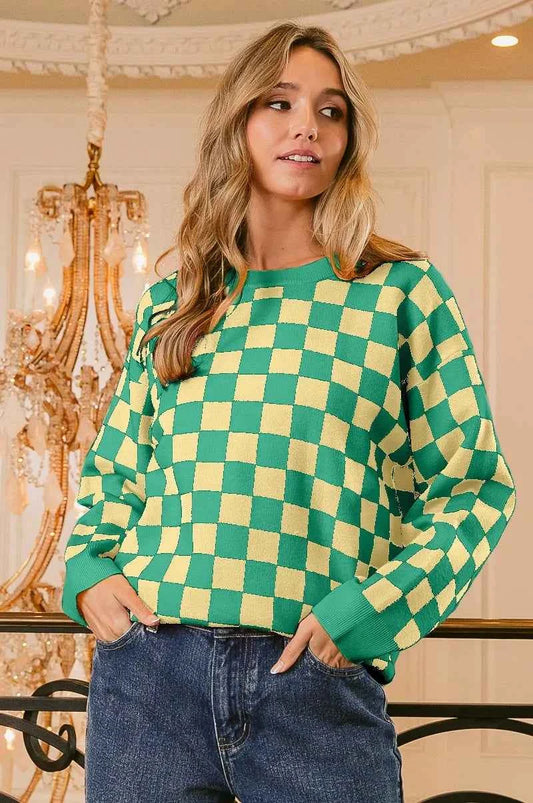 BiBi Checkered Pattern Sweater
