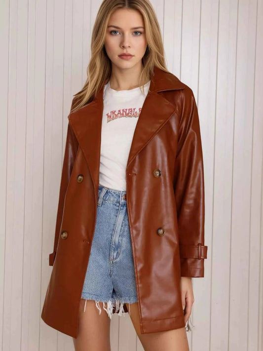 Leather Double-Breasted Jacket