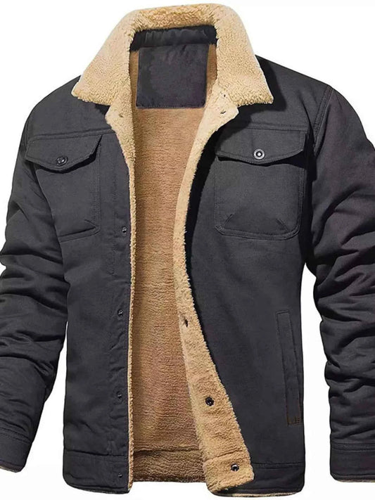 Men's Full Size Sherpa Lined Long Sleeve Jacket Plus Size