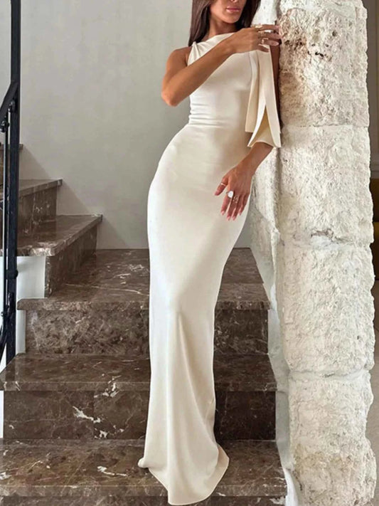 Elegant Sleeveless Tie-Shoulder Maxi Dress