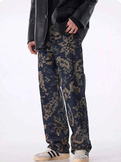 Men's Printed Wide Leg Cargo Pants