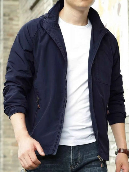 Men's Zip Up Long Sleeve Hooded Jacket