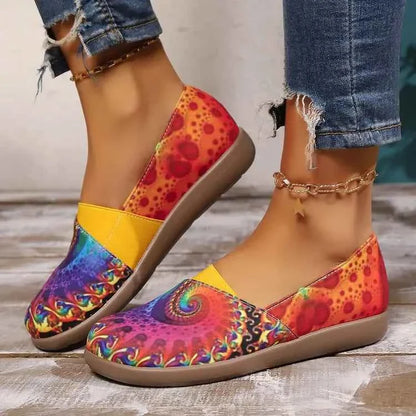 Bohemian Spiral Print Multicolor Slip-Ons