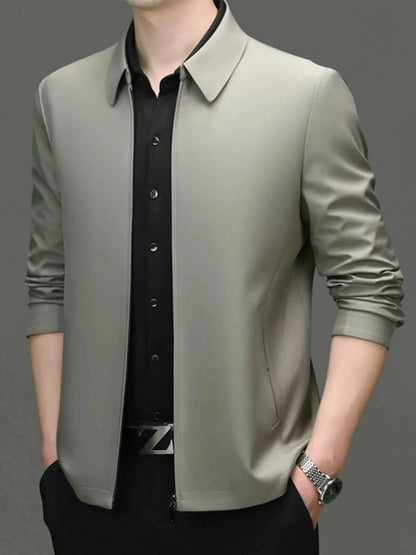Men's Plus Size Zip Up Long Sleeve Jacket