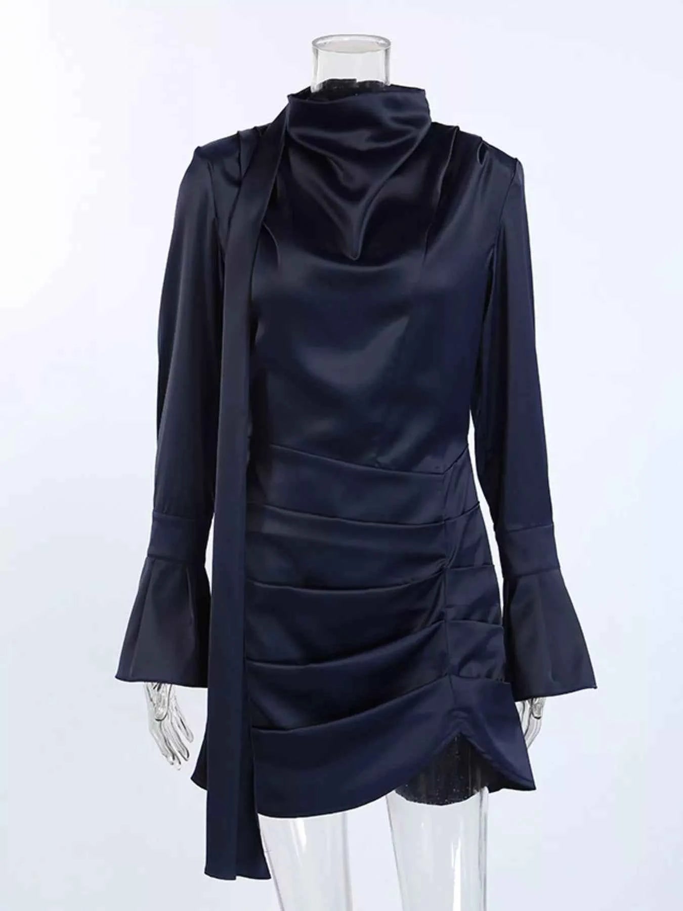 Mock Neck Flounce Sleeve Dress