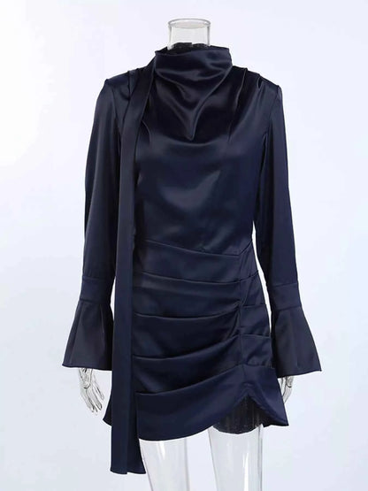 Mock Neck Flounce Sleeve Dress
