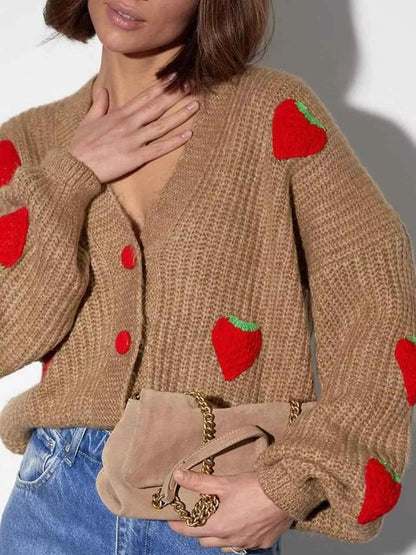 Strawberry Button Down Cardigan