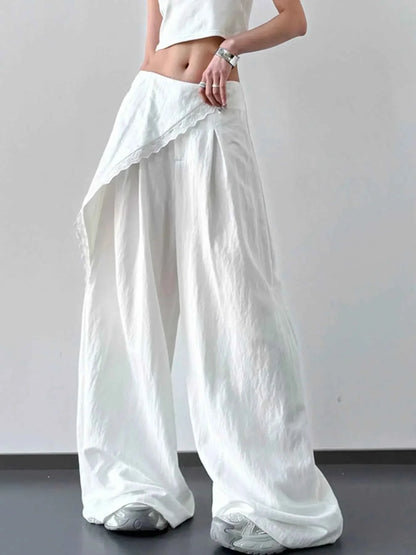 Lace Detail Wide Leg Pants