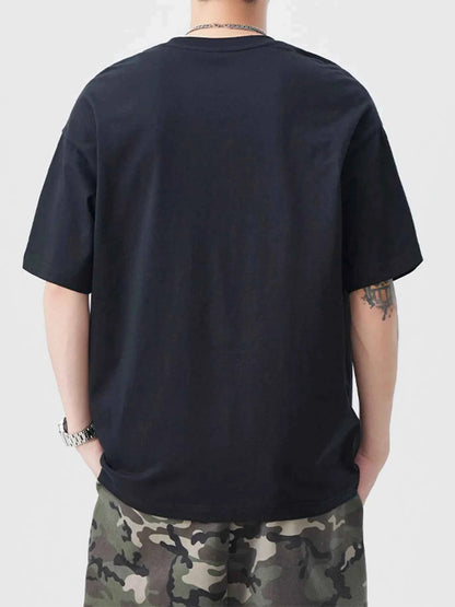 Men's Plus Size Round Neck Letter Graphic T-Shirt