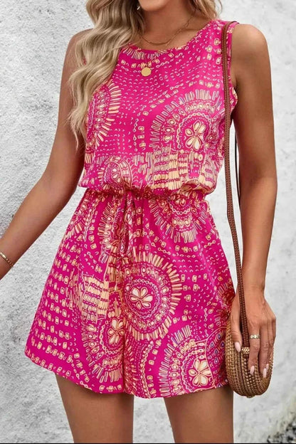 Boho Floral Print Sleeveless Summer Romper