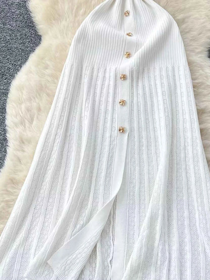 Button Front Short Sleeve Knit Dress