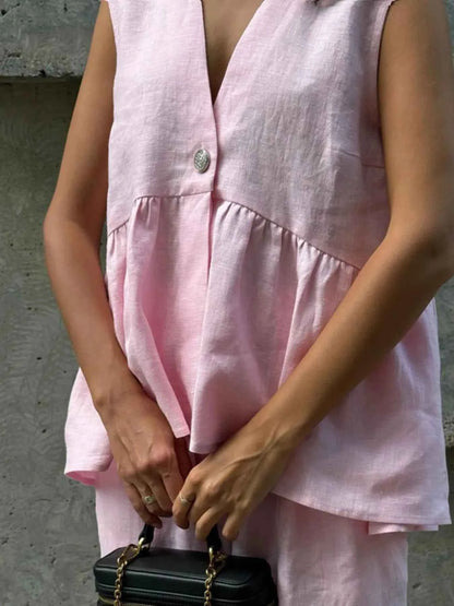 V-Neck Vest and Pants Set