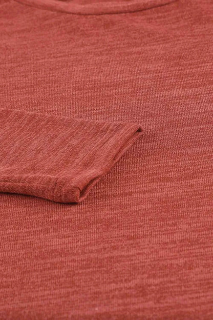 Round Neck Top and Drawstring Plaid Pants Lounge Set