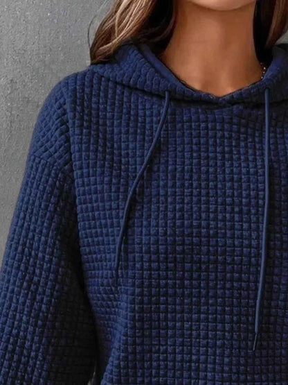 Full Size Textured Kangaroo Pocket Hoodie Plus Size
