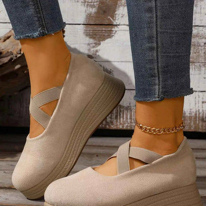 Crisscross Wedge Slip-Ons
