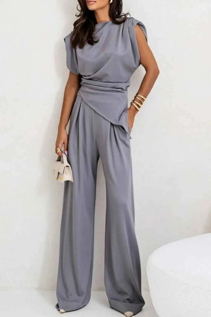 Round Neck Top and Pants Set