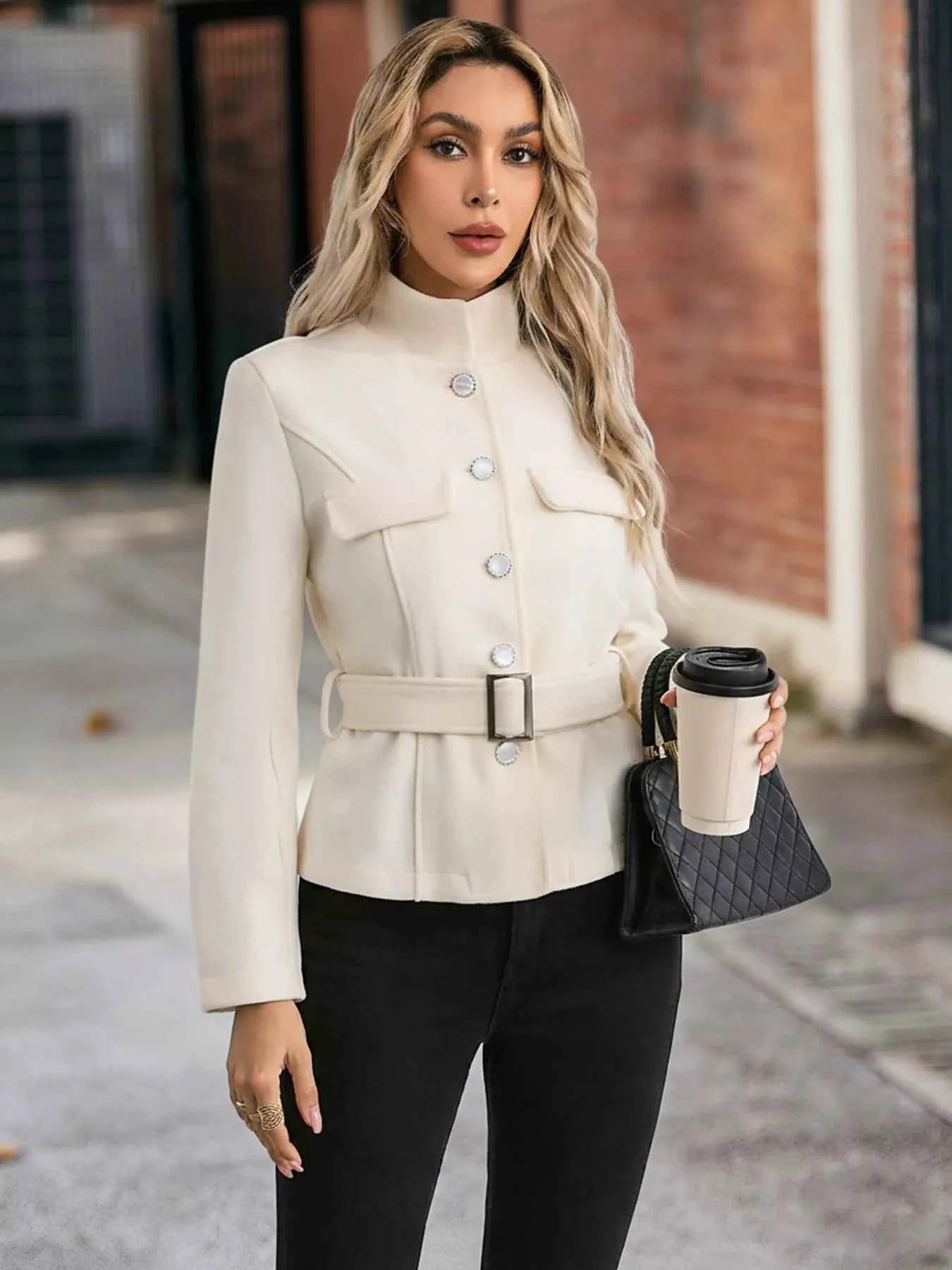 Belted Button-Up Jacket