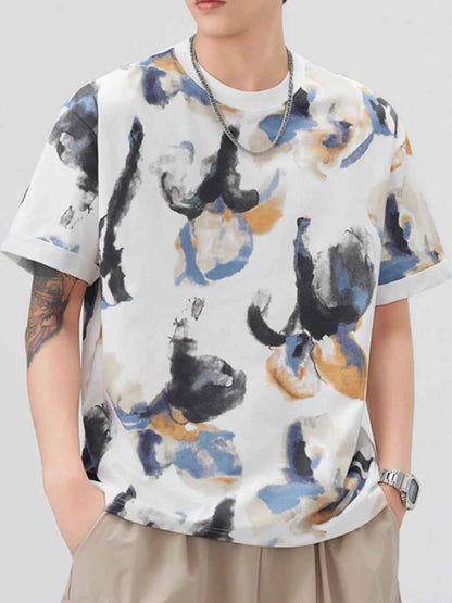 Men's Plus Size Contrast Round Neck Short Sleeve T-Shirt