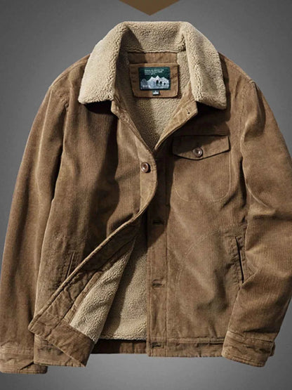 Men's Plus Size Sherpa Corduroy Button Up Jacket