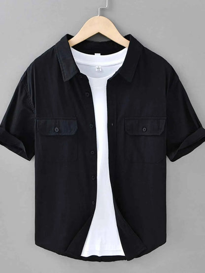 Men's Plus Size Button Up Short Sleeve Shirt