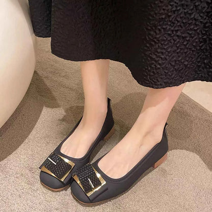 Round Toe Block Heels Slip-Ons