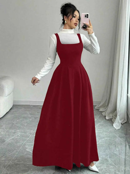 Square Neck Sleeveless Maxi Tank Dress