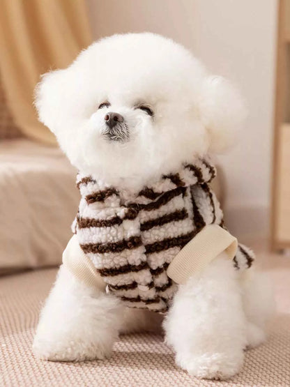 Striped Hooded Plush Pet Sweater