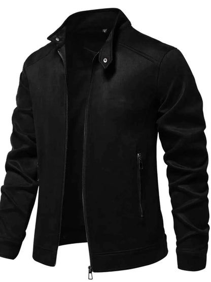 Men's Zip Up Long Sleeve Biker Jacket