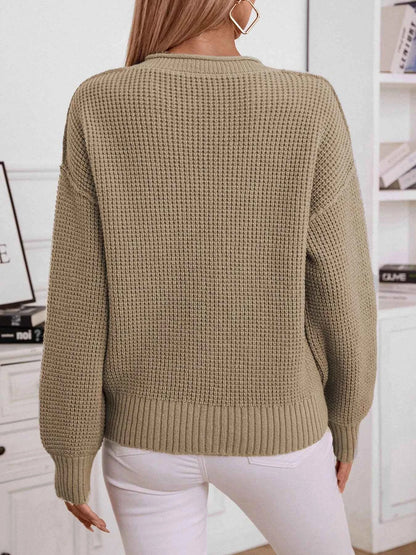 Button Detail Long Sleeve Sweater