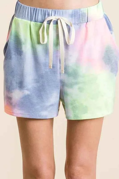 BiBi Tie Dye Casual Shorts with Twill Tape Drawstring