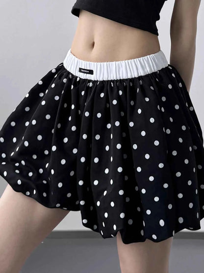 Polka Dot Bubble Shorts with Elastic Waistband