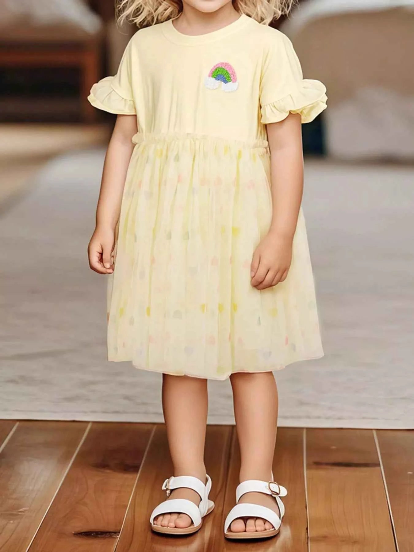 Children's Rainbow Applique Tulle Layered Dress