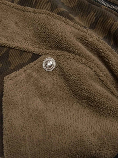 Men's Camouflage Faux Fur Hood Jacket