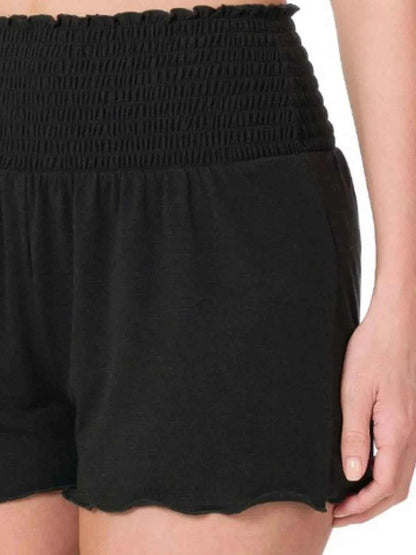 Zenana Elastic Waist Smocked Shorts