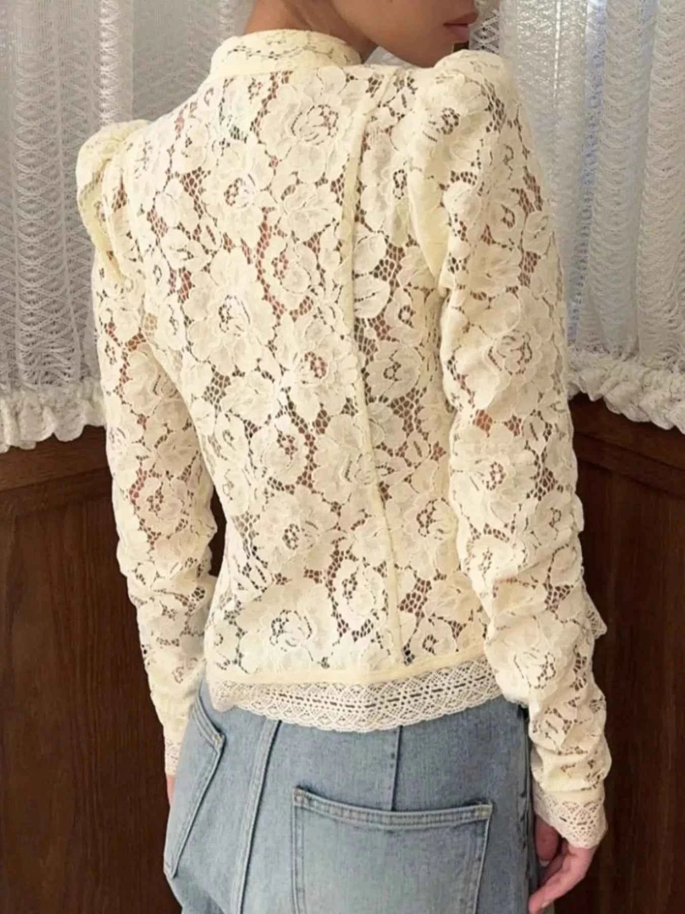 Lace Button-Up Shirt