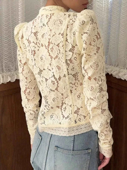 Lace Button-Up Shirt