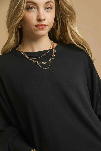 Umgee Brushed Fleeve Crewneck Top