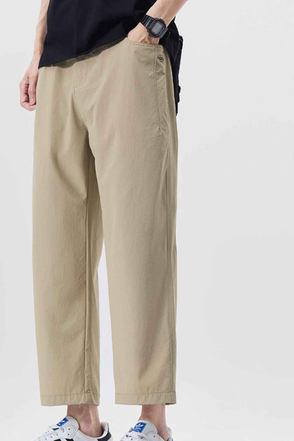 Men's Plus Size Casual Loose-Fit Cropped Pants