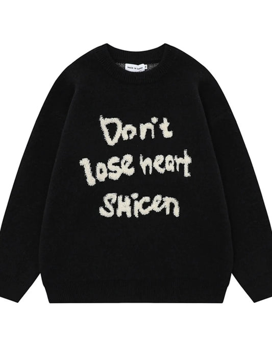 Men's Letter Round Neck Long Sleeve Sweater