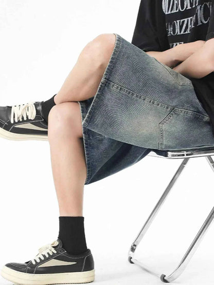 Men's Plus Size Washed Denim Shorts